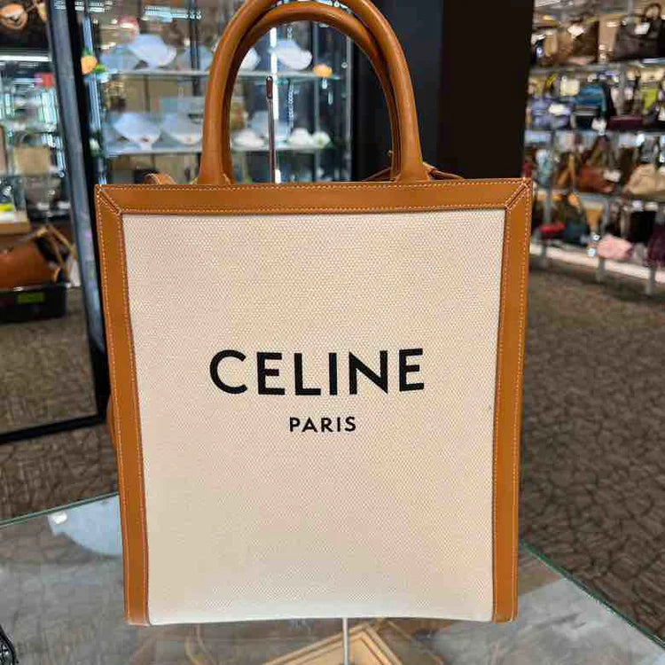 Celine Vertical Cabas Tote Canvas with Leather Small