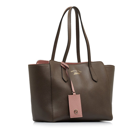 Gucci Swing Tote Medium Brown Leather