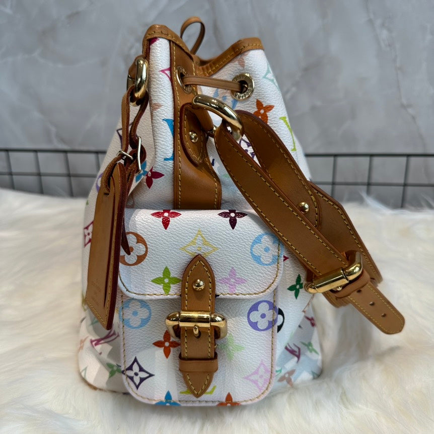 Louis Vuitton Monogram Multicolor Bucket Bag White Medium