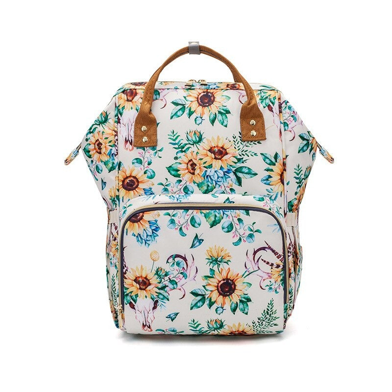 Oxford Women's Travel Flowers Print Baby Care Backpack's