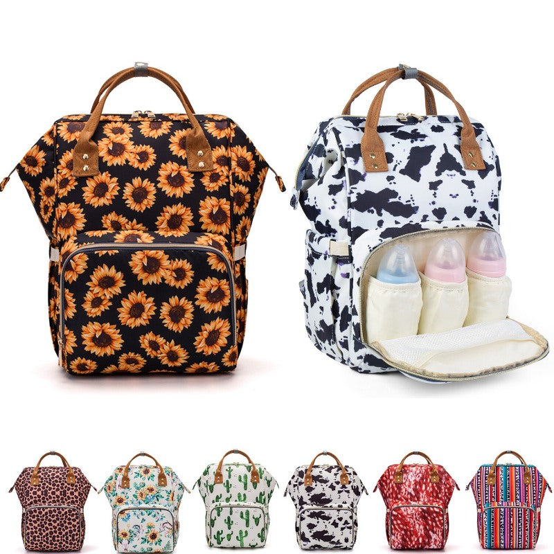 Oxford Women's Travel Flowers Print Baby Care Backpack's