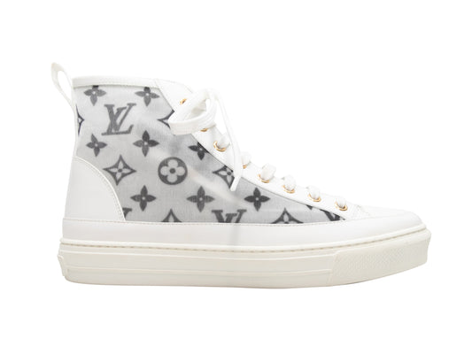 White & Black Louis Vuitton Monogram High-Top Sneakers Size 38