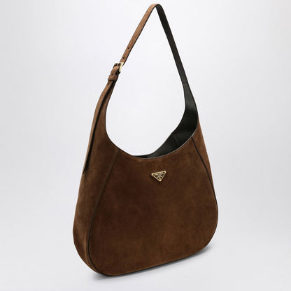 Prada Large Brown Suede Bag Women