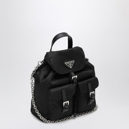 Prada Mini Black Re-Nylon Backpack With Logo Women