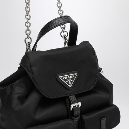 Prada Mini Black Re-Nylon Backpack With Logo Women