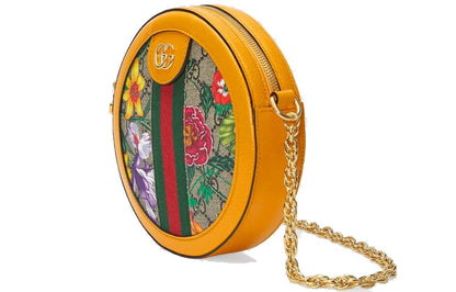 (WMNS) Gucci Ophidia Flowers Stripe Webbing Canvas Shoulder Bag 'Yellow Beige Multi' 550618-92YAC-9781