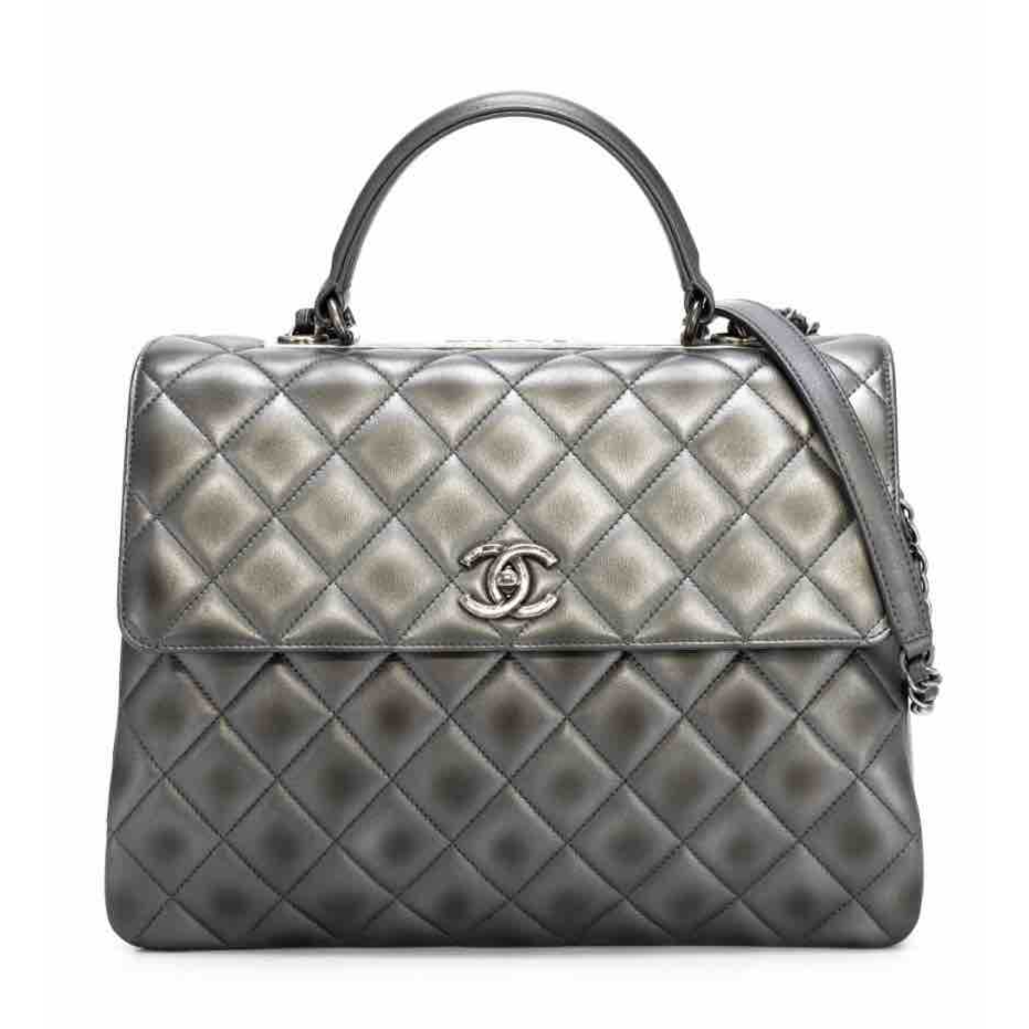 Chanel Trendy CC Bag, Metallic Gray Leather