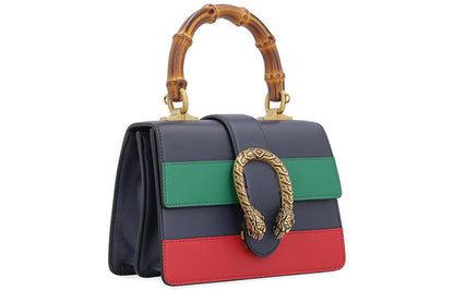 (WMNS) Gucci Dionysus Tiger Head Bamboo Stripe Leather Handbag 'Navy Blue Green Red' 523367-CWLMT-8543