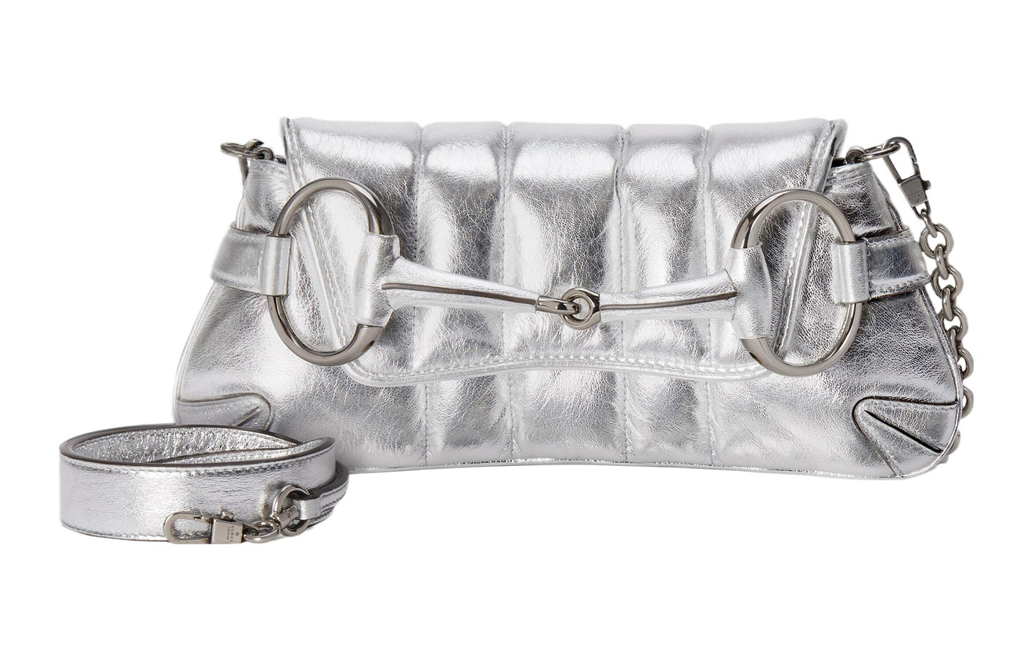 (WMNS) Gucci Horsebit Chain Small Shoulder Bag 'Silver Leather' 764339-AACY5-8106