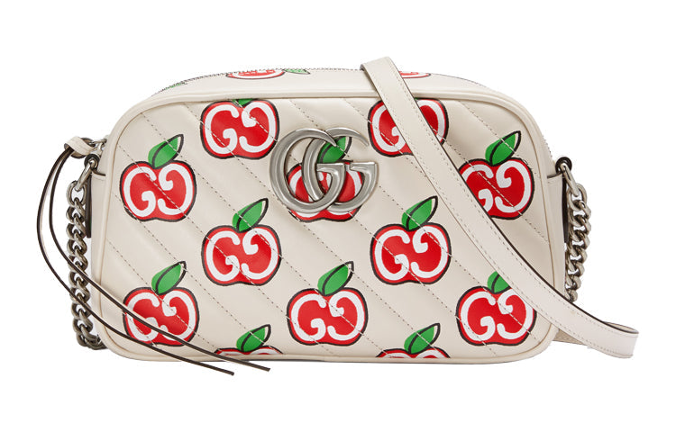 (WMNS) Gucci GG Marmont Leather Chain Shoulder Bag 'Cream White Red' 447632-1W9AN-9086