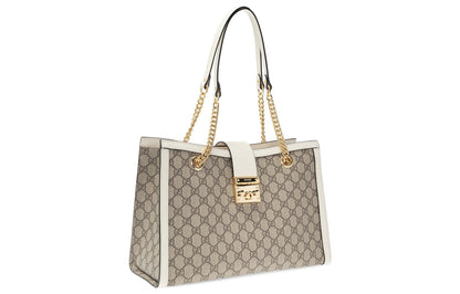 (WMNS) Gucci Padlock Middle-Sized BackBag White/Brown 479197-KHNKG-9761