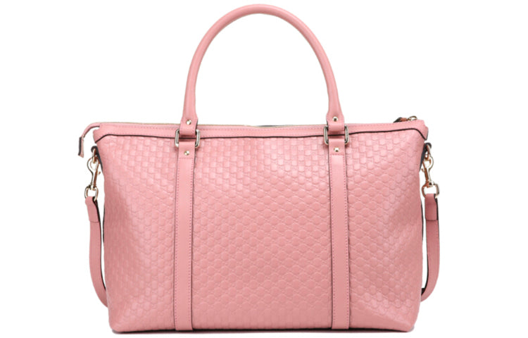 (WMNS) Gucci Logo Embossing Leather Tote Pink Candy Handbag 449655-BMJ1G-5806