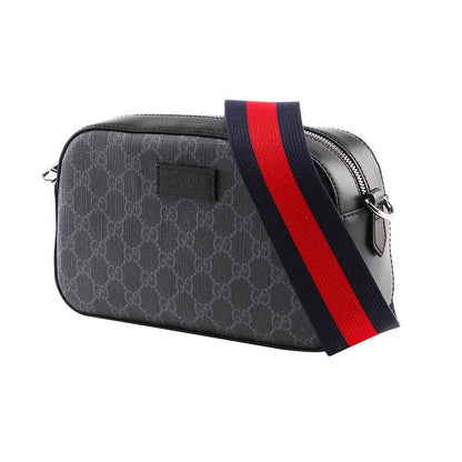 Gucci Logo Stripe Webbing Leather Shoulder Bag 'Black Red' 574886-K5RLN-1095