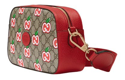 (WMNS) Gucci Apple Pattern Leather Canvas Shoulder Messenger Bag 'Ebony Red' 574886-2EVDG-8646