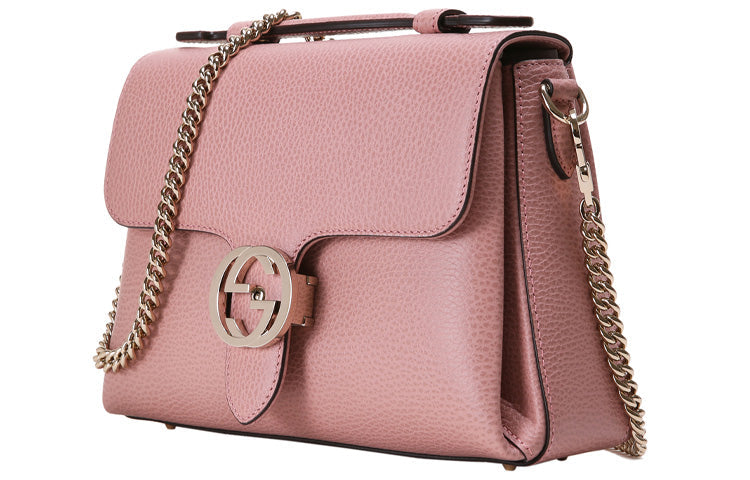 (WMNS) Gucci Silver Label Double G Leather Messenger Bag Chain Pink Candy Handbag 510302-CAO0G-5806