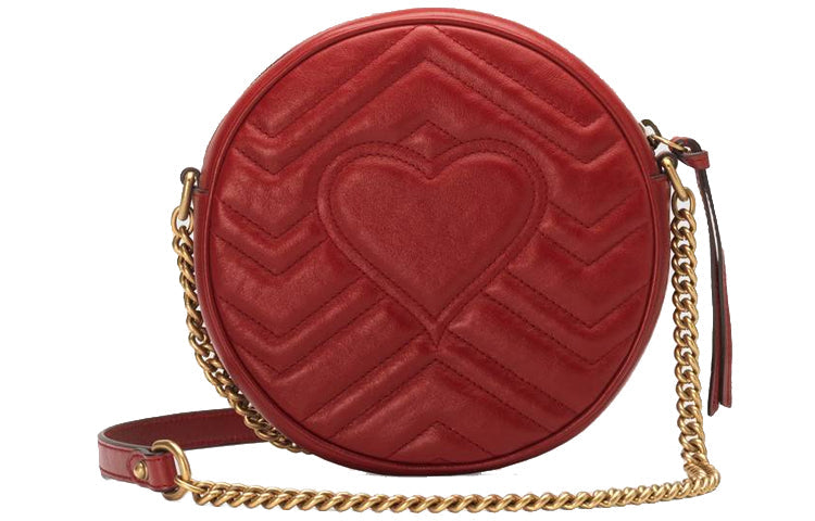 (WMNS) Gucci GG Marmont Gold Logo Leather Chain Shoulder Messenger Bag Mini Red 550154-0OLET-6438