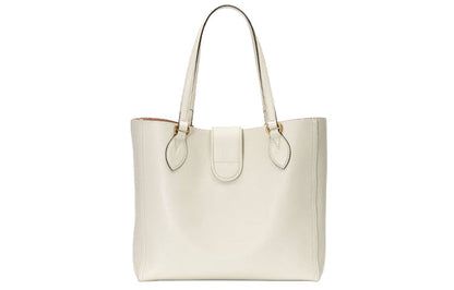 (WMNS) Gucci Gold Label Logo Leather Tote Shoulder Bag Small White Handbag 652680-1U10T-9022