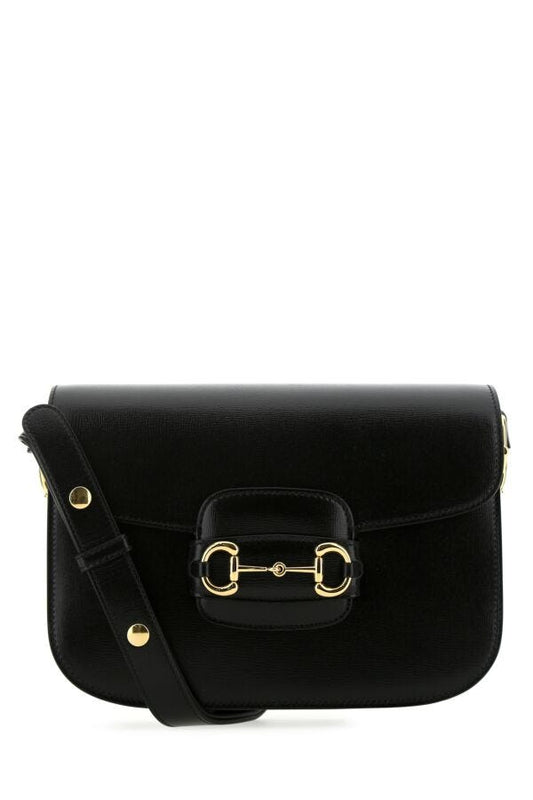 Gucci Woman Black Leather 1955 Horsebit Shoulder Bag