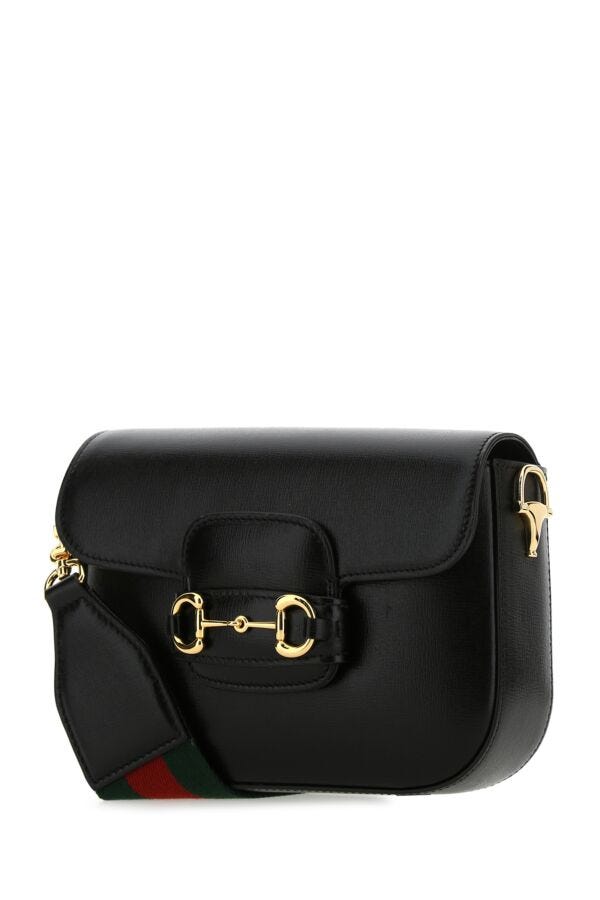 Gucci Woman Black Leather Mini Horsebit 1955 Crossbody Bag