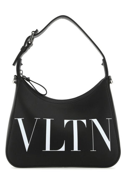 Valentino Garavani Man Black Leather Vltn Handbag