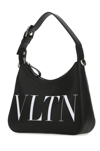 Valentino Garavani Man Black Leather Vltn Handbag