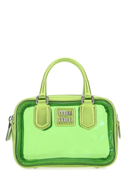 Miu Miu Woman Green Leather And Pvc Mini Handbag