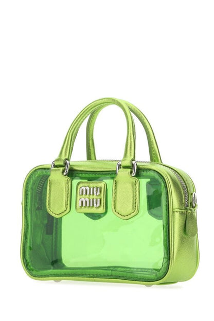 Miu Miu Woman Green Leather And Pvc Mini Handbag