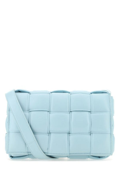 Bottega Veneta Woman Light-Blue Nappa Leather Small Padded Cassette Crossbody Bag