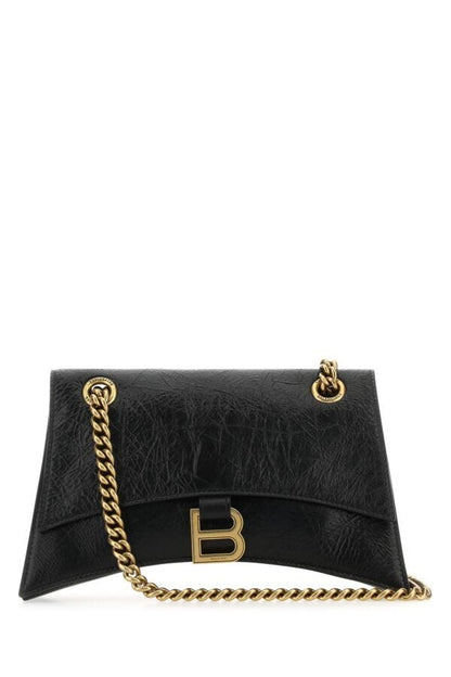 Balenciaga Woman Black Leather Crush S Shoulder Bag