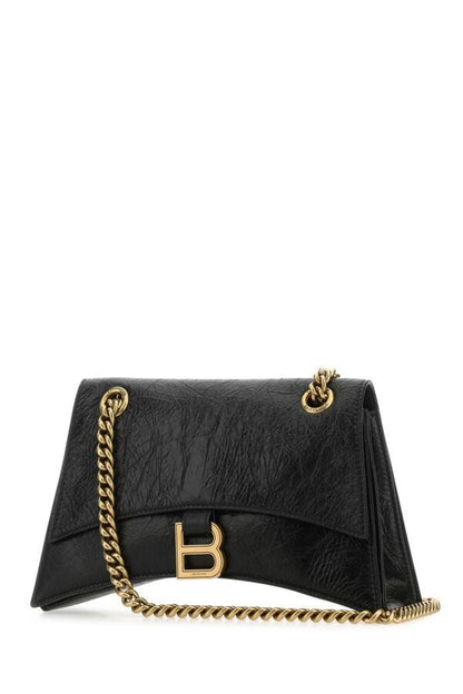 Balenciaga Woman Black Leather Crush S Shoulder Bag