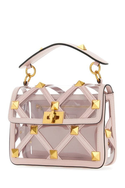 Valentino Garavani Woman Pastel Pink Polymeric Material And Leather Medium Roman Stud Handbag