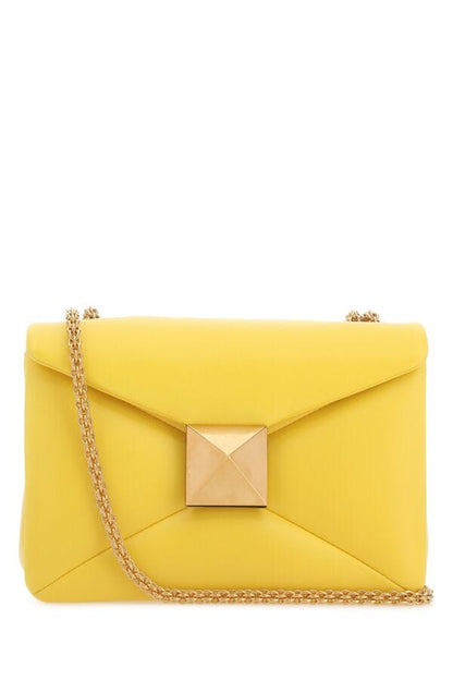 Valentino Garavani Woman Yellow Nappa Leather One Stud Shoulder Bag