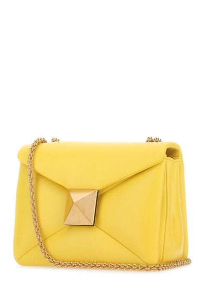 Valentino Garavani Woman Yellow Nappa Leather One Stud Shoulder Bag