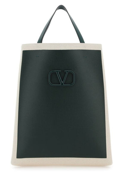 Valentino Garavani Man Two-Tone Canvas Vlogo Signature Shopping Bag