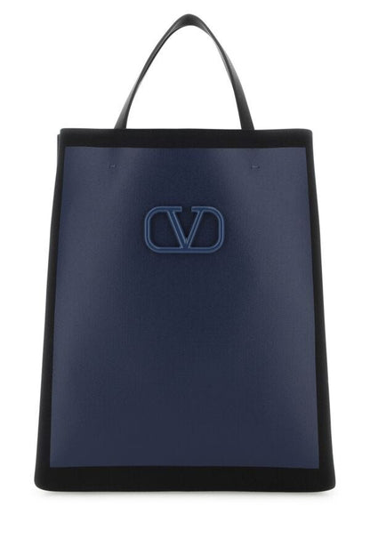 Valentino Garavani Man Two-Tone Canvas Vlogo Signature Shopping Bag