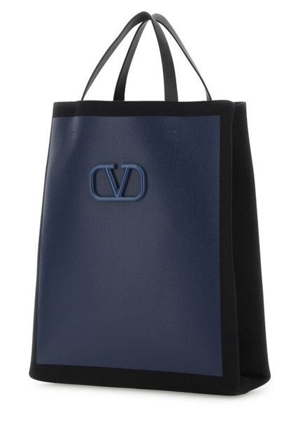 Valentino Garavani Man Two-Tone Canvas Vlogo Signature Shopping Bag