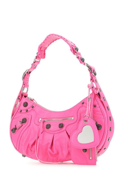 Balenciaga Woman Fluo Pink Nappa Leather Le Cagole S Shoulder Bag