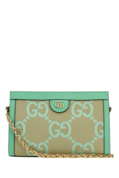 Gucci Woman Jumbo Gg Fabric And Leather Ophidia Shoulder Bag