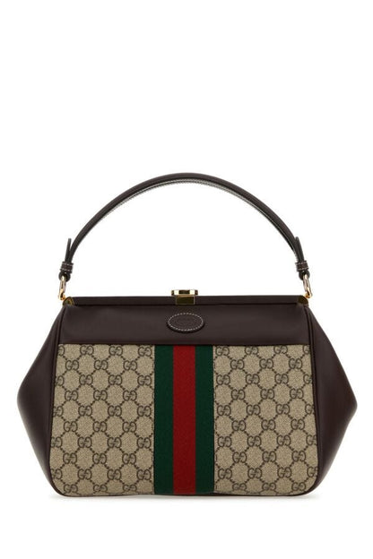 Gucci Woman Gg Supreme Fabric And Leather Handbag