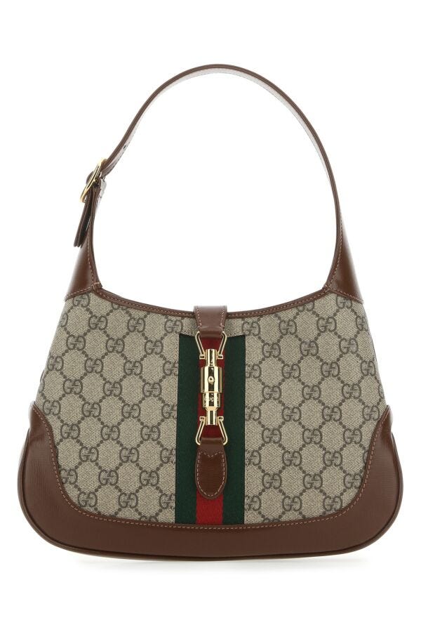 Gucci Woman Gg Supreme Fabric And Leather Small Jackie 1961 Handbag