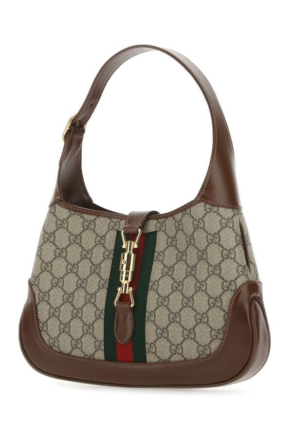 Gucci Woman Gg Supreme Fabric And Leather Small Jackie 1961 Handbag