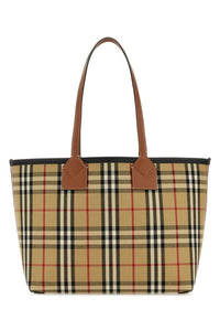 Burberry Woman Embroidered Canvas Small London Shopping Bag