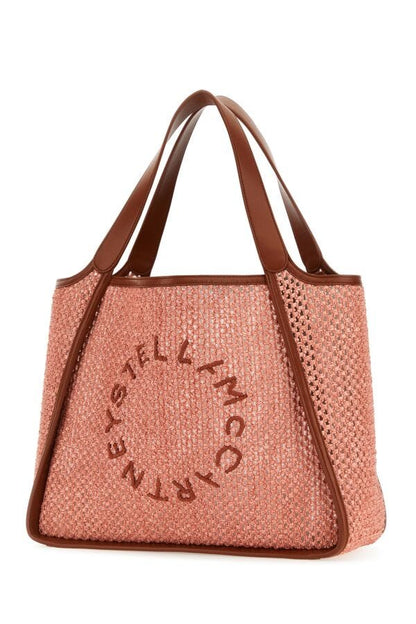 Stella Mccartney Woman Pink Raffia Stella Logo Shopping Bag