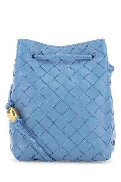 Bottega Veneta Woman Cerulean Blue Leather Bucket Bag