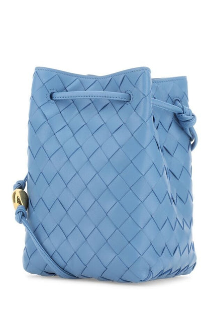 Bottega Veneta Woman Cerulean Blue Leather Bucket Bag