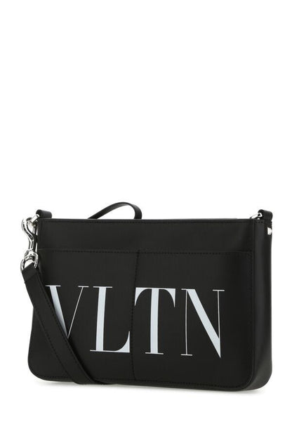 Valentino Garavani Man Black Leather Crossbody Bag