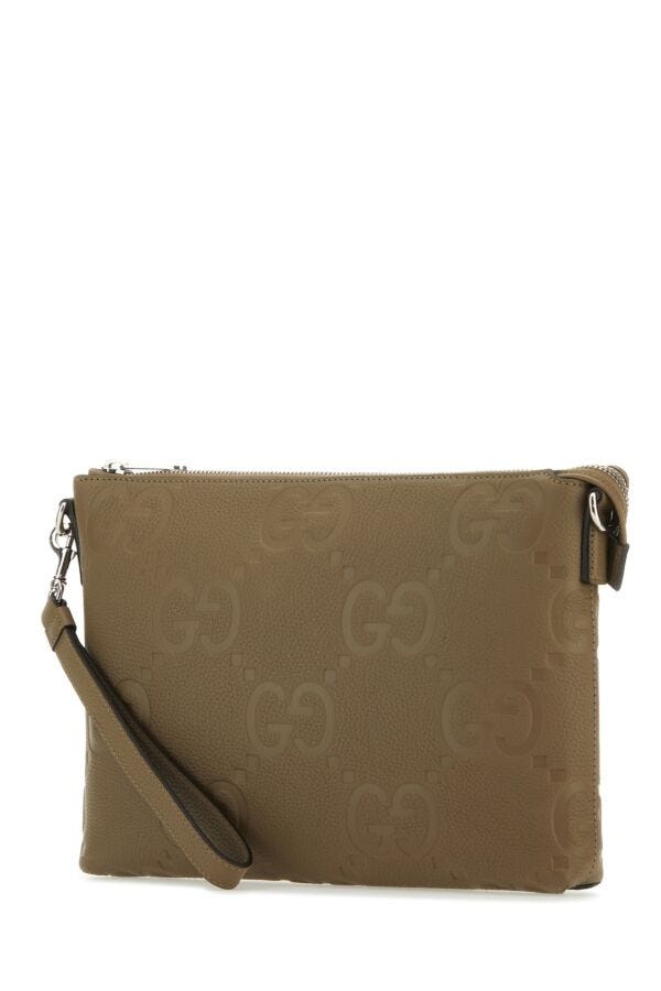 Gucci Man Beige Jumbo Gg Leather Clutch