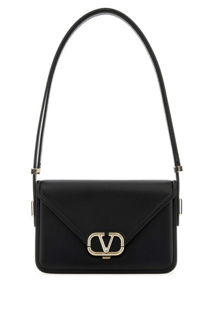 Valentino Garavani Woman Black Leather Vlogo Crossbody Bag