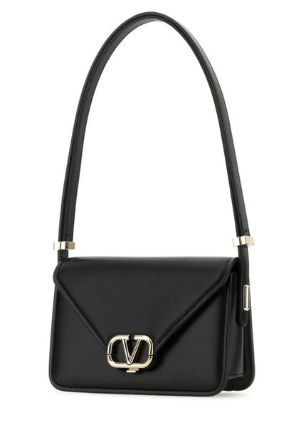 Valentino Garavani Woman Black Leather Vlogo Crossbody Bag