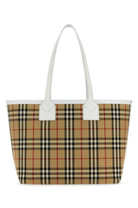 Burberry Woman Embroidered Canvas London Shopping Bag